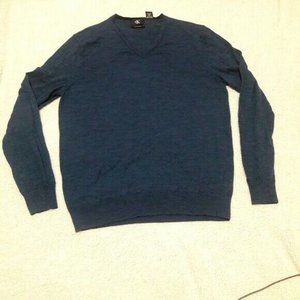 Calvin Klein Men's Size Large 100% Extra Fine Merino Wool Pullover Sweater Blue